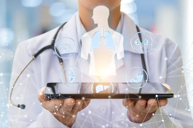 Quiz Results: private doctor holding a tablet and illustration of total body health