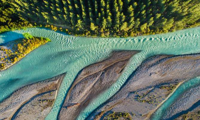 Three rivers merging together