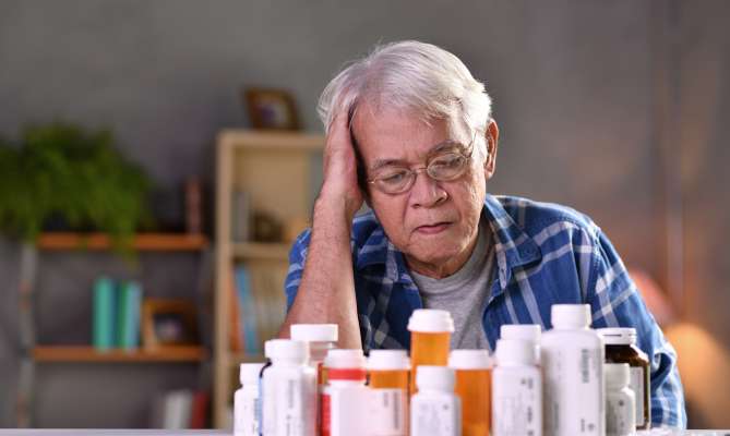 Quiz 5: man struggles with his chronic condition over too many confusing pill bottles seeking medication management from a private doctor