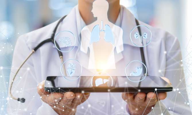 Quiz Results: private doctor holding a tablet and illustration of total body health