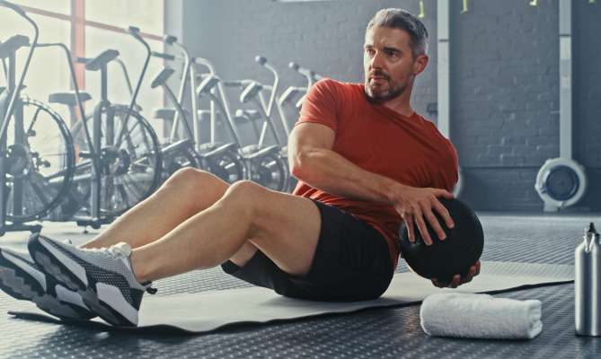 Middle Aged Man Working Out