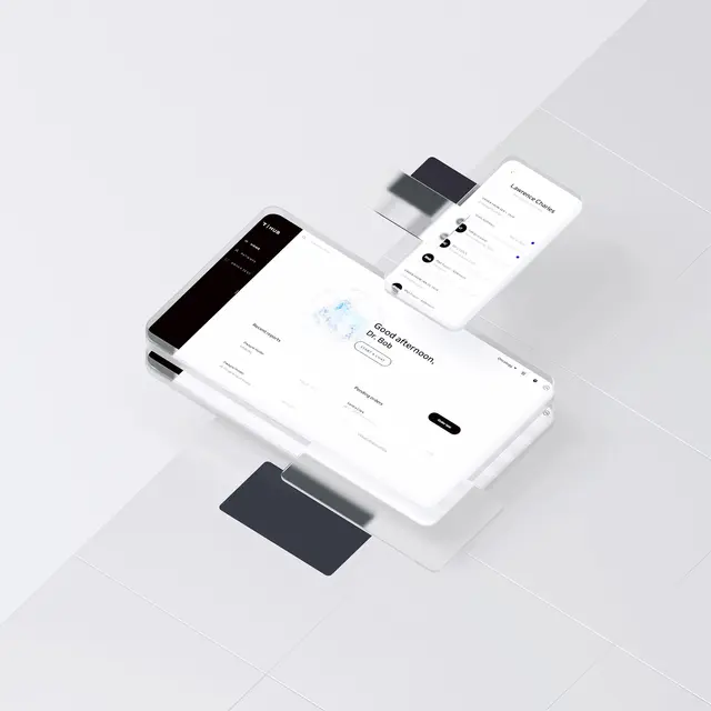 Floating digital screens on white background, displaying Tempus Genetic Test results.