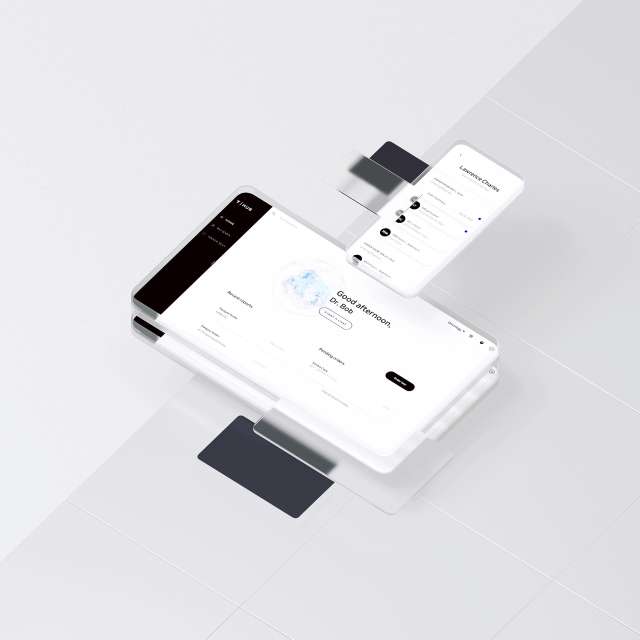 Floating digital screens on white background, displaying Tempus Genetic Test results.